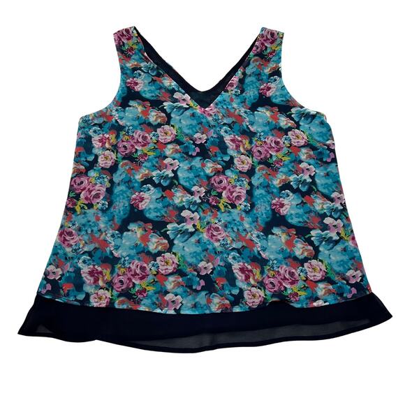 Romeo & Juliet Sleeveless V-Neck Flowy Floral Blouse Size S Bloomcore Summer - Picture 5 of 13